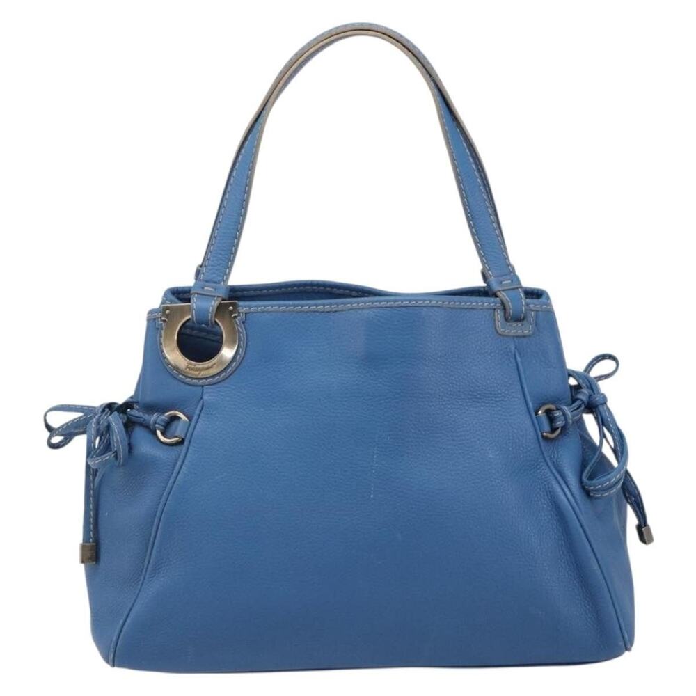 Salvatore Ferragamo Gancini Tote Blue Smooth
